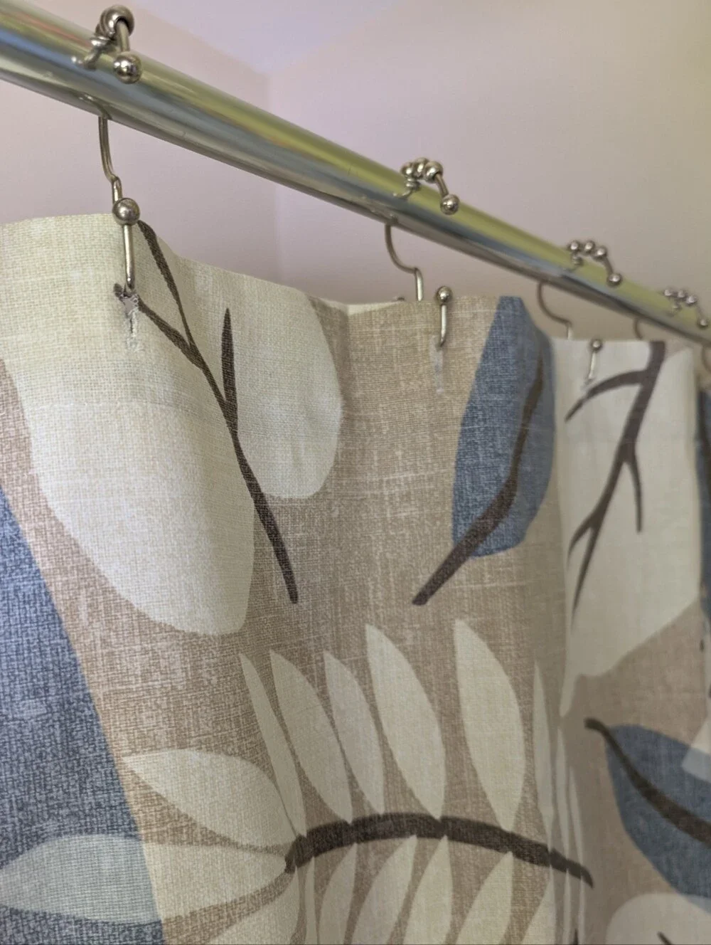 Blue Beige And Cream Designer Shower Curtain